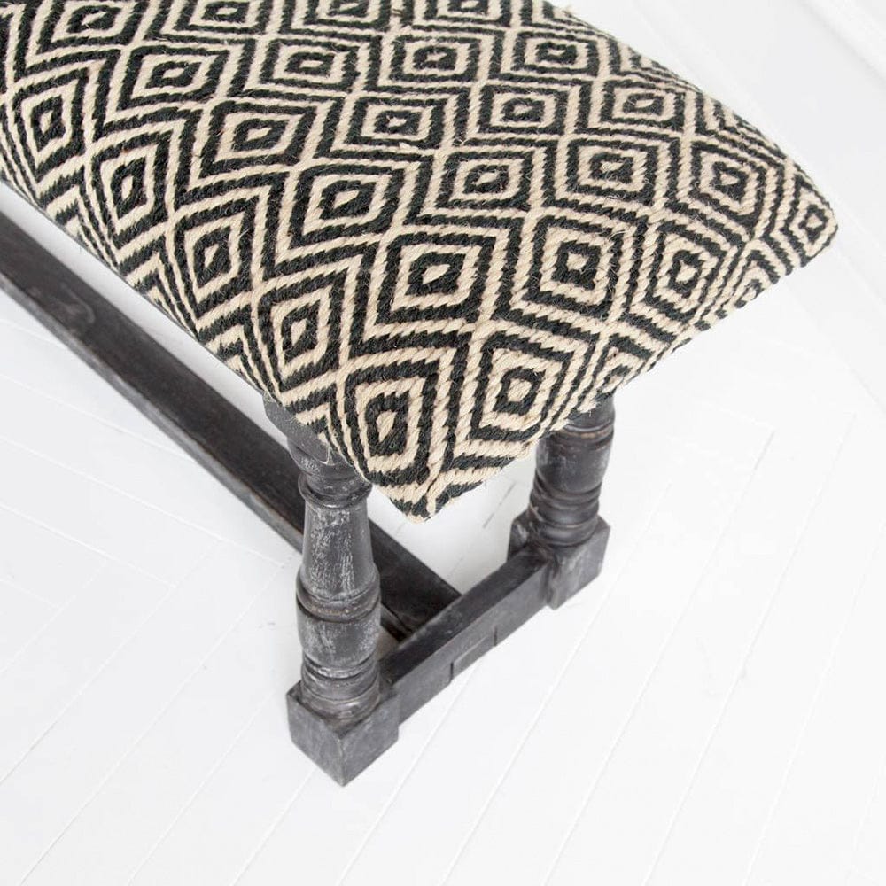 Mercana - Denison 55L x 14.5W Black Beige Woven Cushion Top W Black Wood Base Accent Bench - 50254_CLOSEOUT view 3