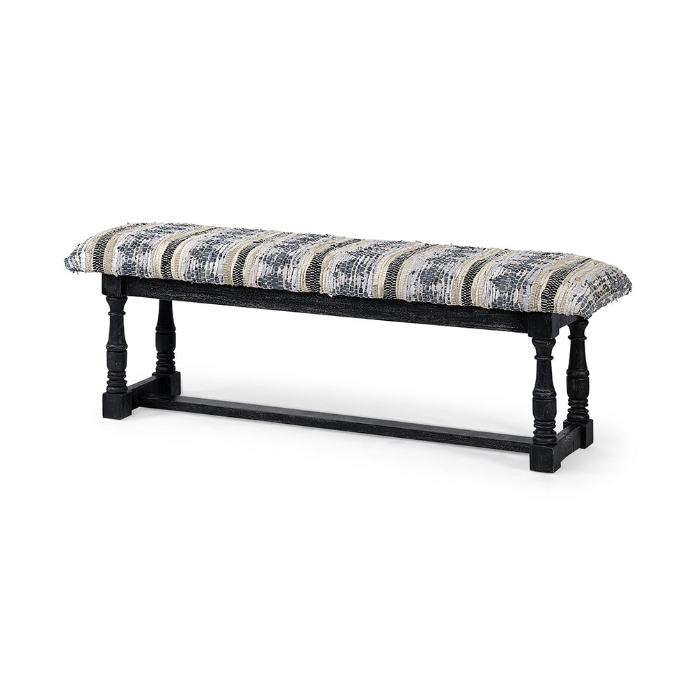 Mercana - Denison II 56L x 15W Black Wood Base Woven-Leather Cushion Top Accent Bench - 68461_CLOSEOUT view 1