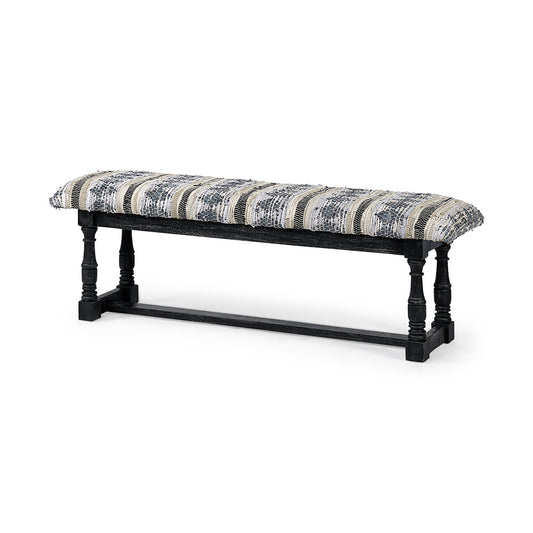 Mercana - Denison II 56L x 15W Black Wood Base Woven-Leather Cushion Top Accent Bench - 68461_CLOSEOUT view 1