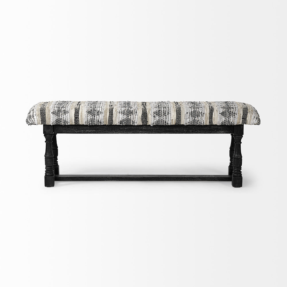 Mercana - Denison II 56L x 15W Black Wood Base Woven-Leather Cushion Top Accent Bench - 68461_CLOSEOUT view 3