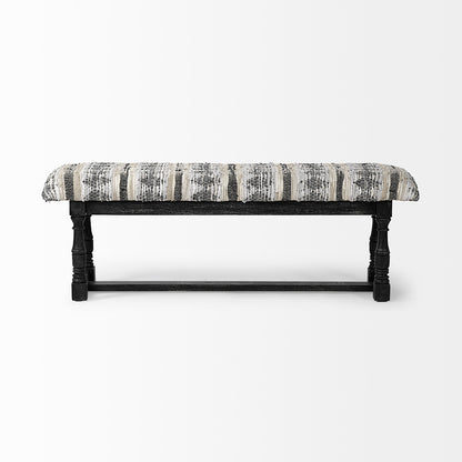 Mercana - Denison II 56L x 15W Black Wood Base Woven-Leather Cushion Top Accent Bench - 68461_CLOSEOUT view 3