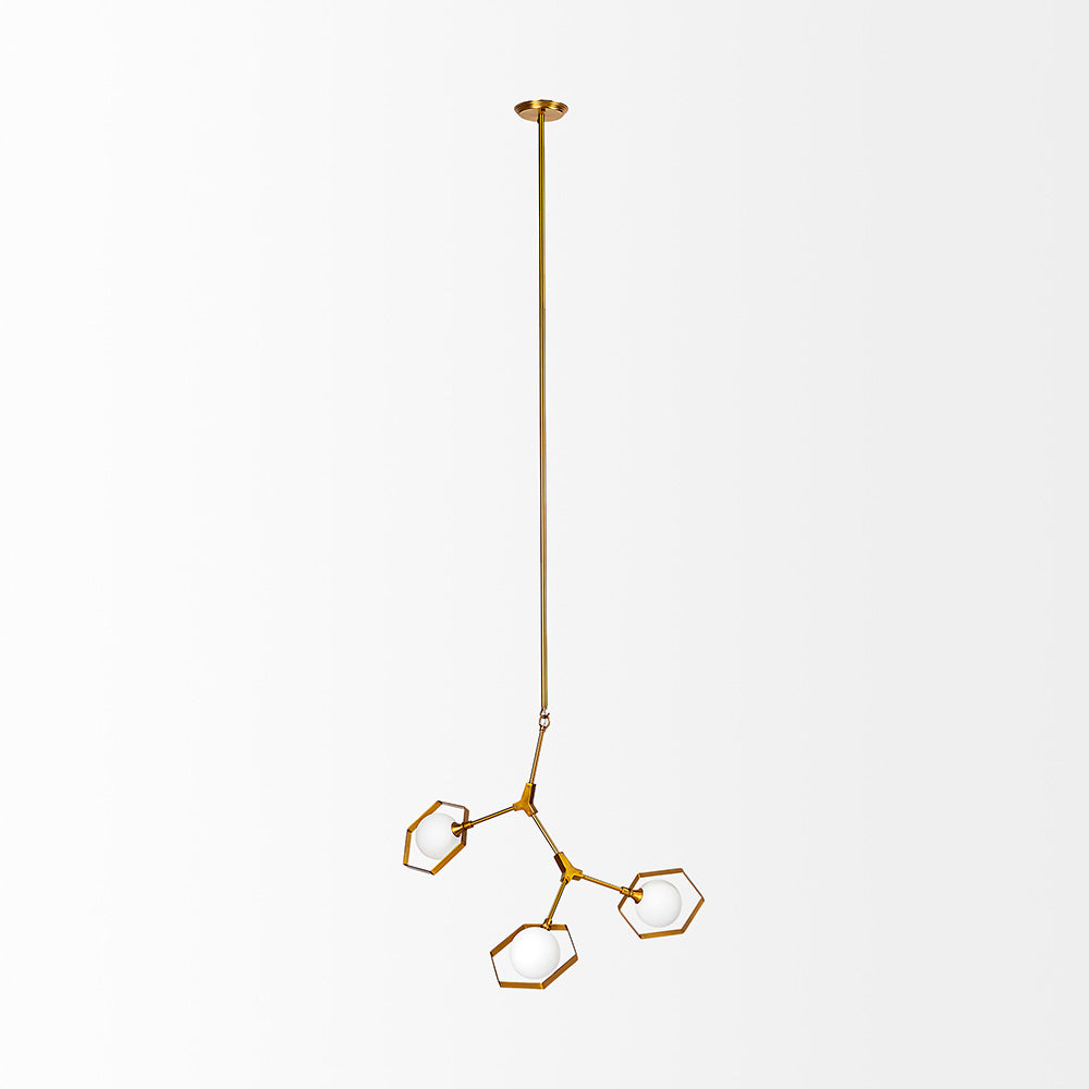 Mercana - Desousa II 33.9"L x 8.8"W x 28"H Brass-Toned Metal Multi-Arm Three Light Chandelier - 68590_CLOSEOUT view 2