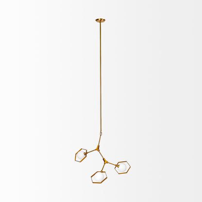 Mercana - Desousa II 33.9"L x 8.8"W x 28"H Brass-Toned Metal Multi-Arm Three Light Chandelier - 68590_CLOSEOUT view 2