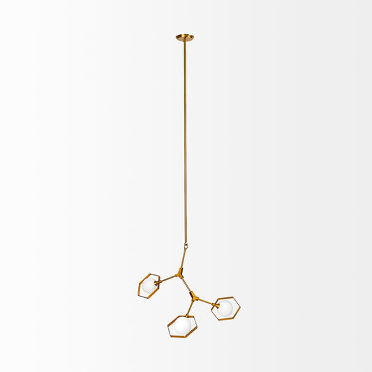 Mercana - Desousa II 33.9"L x 8.8"W x 28"H Brass-Toned Metal Multi-Arm Three Light Chandelier - 68590_CLOSEOUT view 2