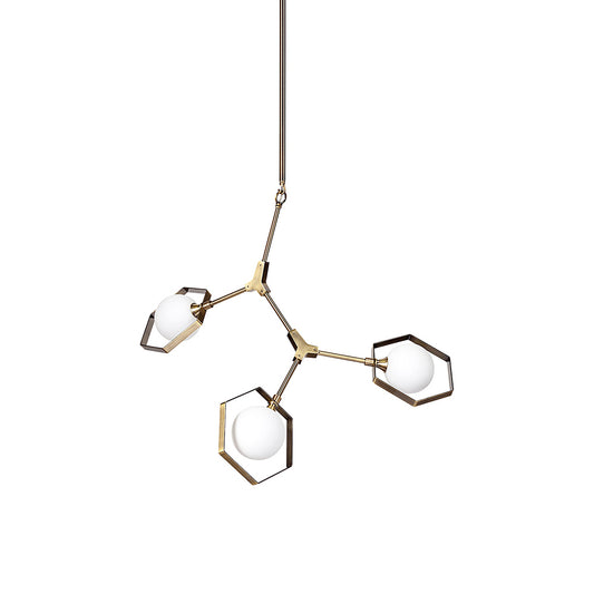 Mercana - Desousa II 33.9"L x 8.8"W x 28"H Champagne Metal Multi-Arm Three Light Chandelier - 68591_CLOSEOUT view 1