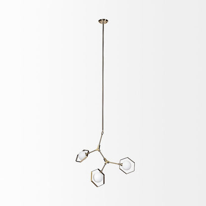 Mercana - Desousa II 33.9"L x 8.8"W x 28"H Champagne Metal Multi-Arm Three Light Chandelier - 68591_CLOSEOUT view 3