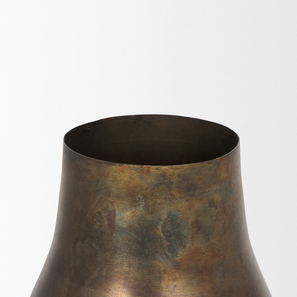 Mercana - Devi Medium Oxidized Gold Metal Vase - 70520 view 3