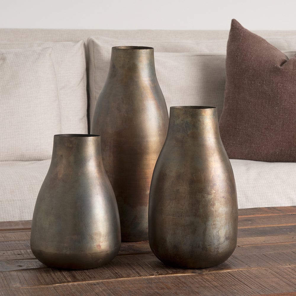 Mercana - Devi Medium Oxidized Gold Metal Vase - 70520 view 6