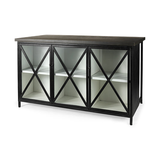 Mercana - Dimitra 62.0L x 32.0W x 36.0H Dark Iron W/Glass Doors Kitchen Island - 69211 view 1