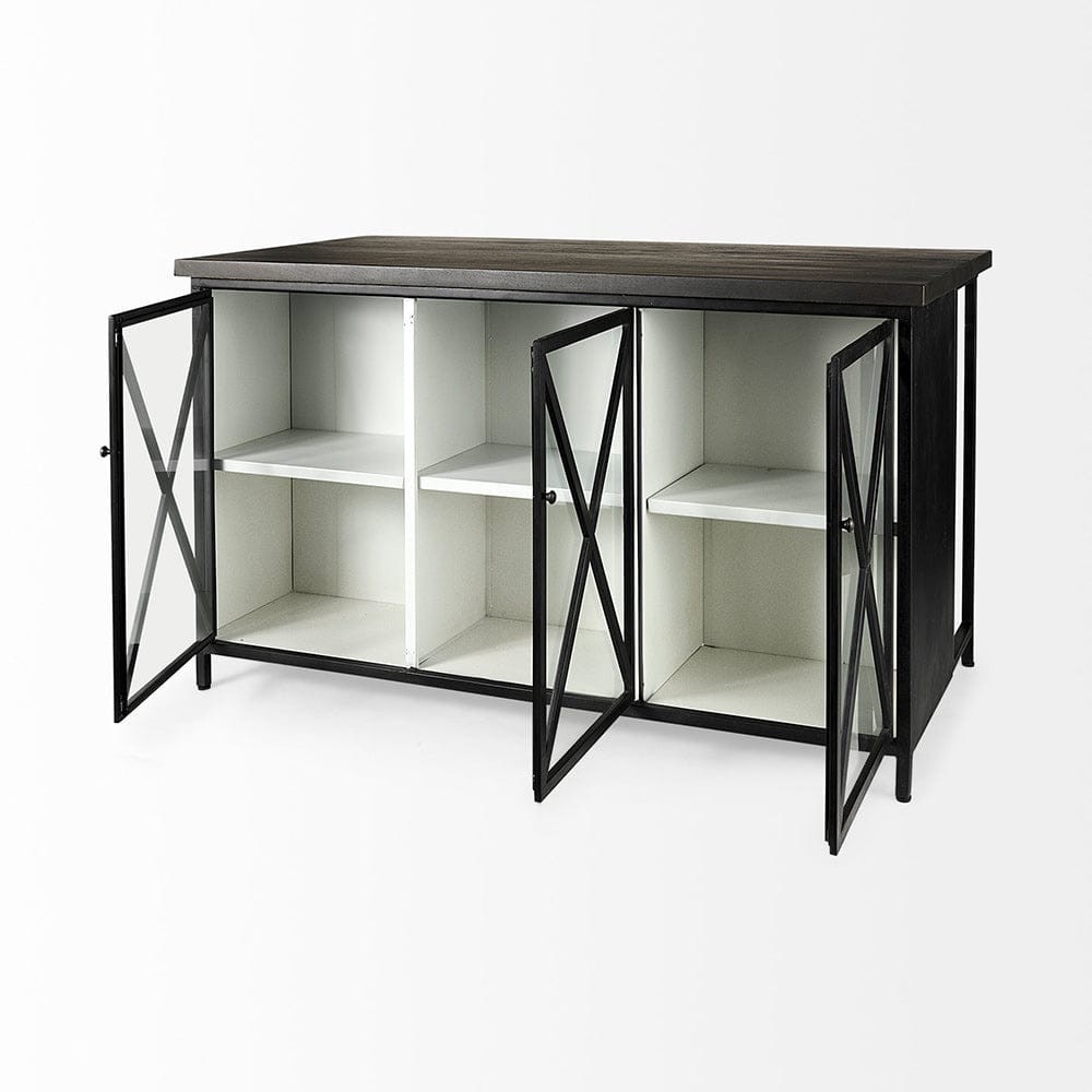 Mercana - Dimitra 62.0L x 32.0W x 36.0H Dark Iron W/Glass Doors Kitchen Island - 69211 view 6