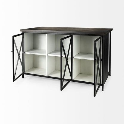 Mercana - Dimitra 62.0L x 32.0W x 36.0H Dark Iron W/Glass Doors Kitchen Island - 69211 view 6