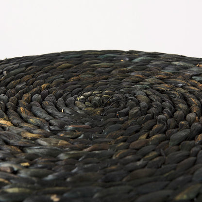 Mercana - Dina 17.7L x 17.7W x 17.7H Black Cornhusk and Water Hyacinth Round Pouf - 69606 view 6