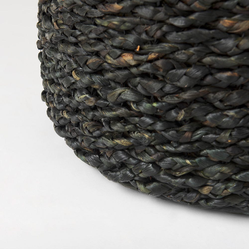 Mercana - Dina 17.7L x 17.7W x 17.7H Black Cornhusk and Water Hyacinth Round Pouf - 69606 view 8