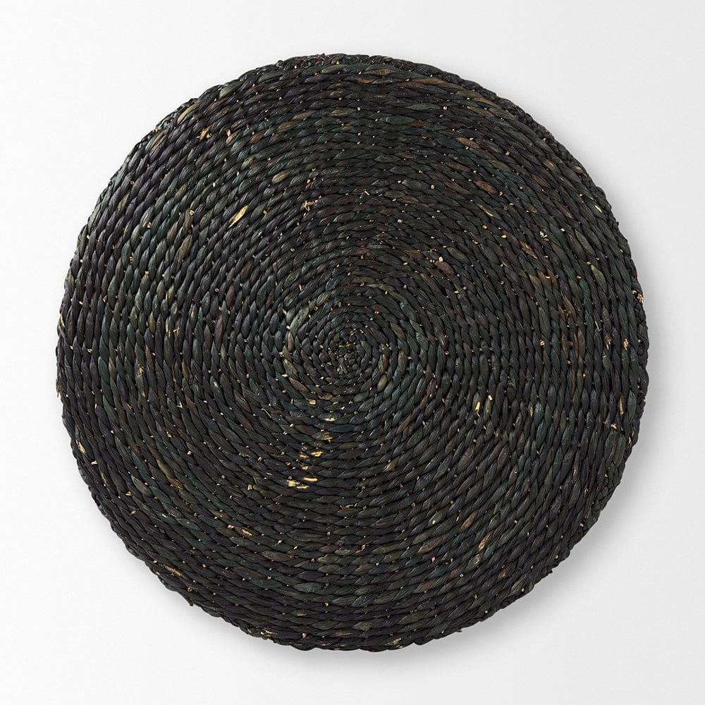 Mercana - Dina 75L x 75W x 45H Black Cornhusk and Water Hyacinth Round Coffee Table Pouf - 69579_CLOSEOUT view 3