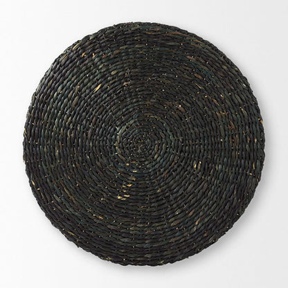 Mercana - Dina 75L x 75W x 45H Black Cornhusk and Water Hyacinth Round Coffee Table Pouf - 69579_CLOSEOUT view 3