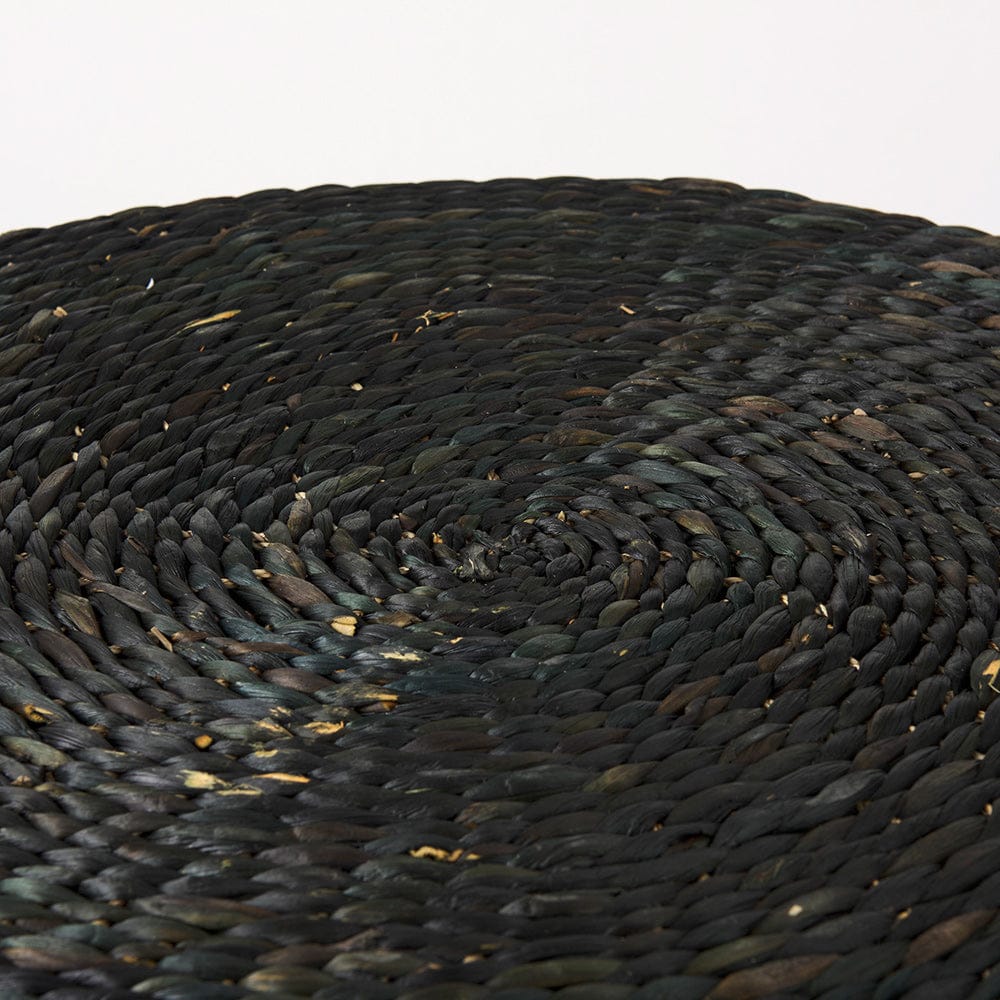 Mercana - Dina 75L x 75W x 45H Black Cornhusk and Water Hyacinth Round Coffee Table Pouf - 69579_CLOSEOUT view 5
