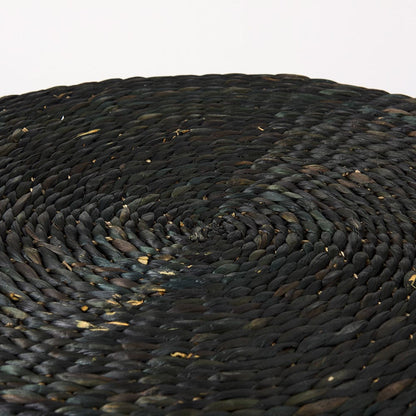 Mercana - Dina 75L x 75W x 45H Black Cornhusk and Water Hyacinth Round Coffee Table Pouf - 69579_CLOSEOUT view 5