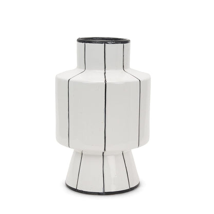 Mercana - Dinah Large White w/ Black Stripes Ceramic Vase - 70962 view 1
