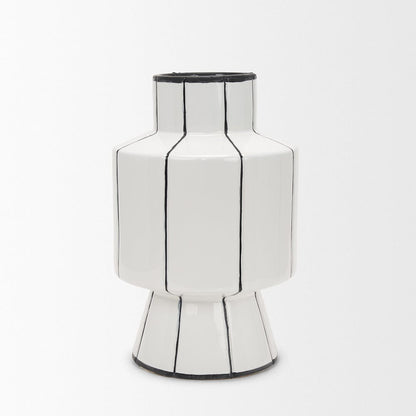 Mercana - Dinah Large White w/ Black Stripes Ceramic Vase - 70962 view 2