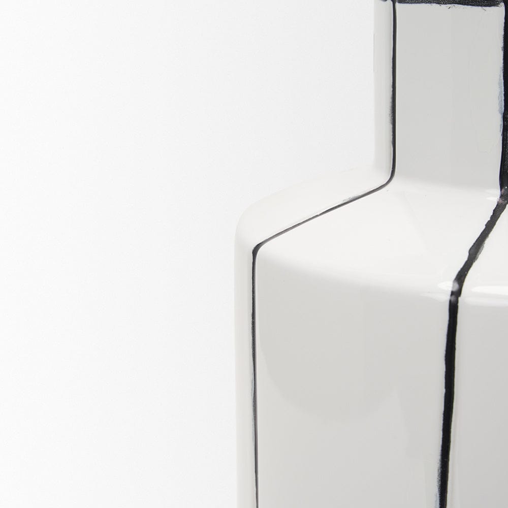 Mercana - Dinah Large White w/ Black Stripes Ceramic Vase - 70962 view 5