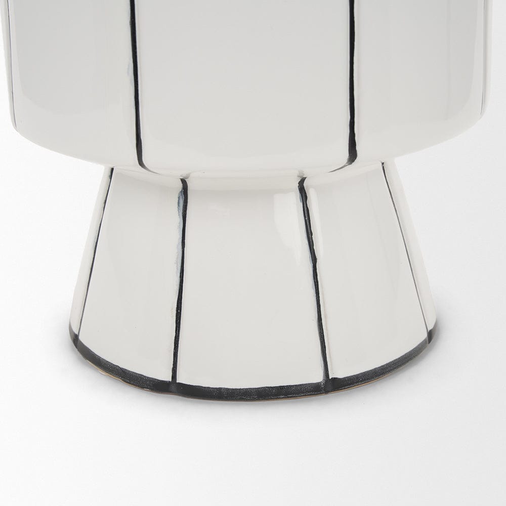 Mercana - Dinah Large White w/ Black Stripes Ceramic Vase - 70962 view 6