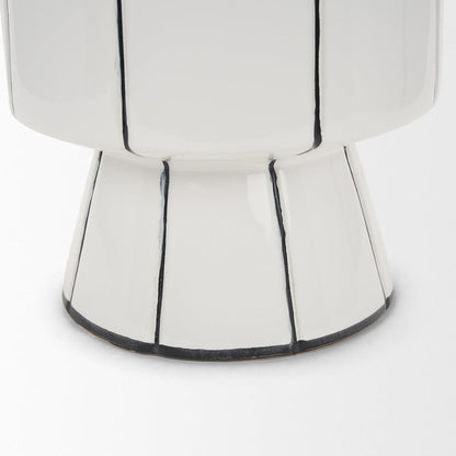 Mercana - Dinah Large White w/ Black Stripes Ceramic Vase - 70962 view 6