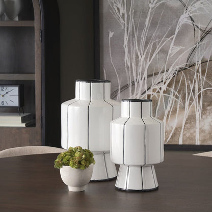 Mercana - Dinah Large White w/ Black Stripes Ceramic Vase - 70962 view 7