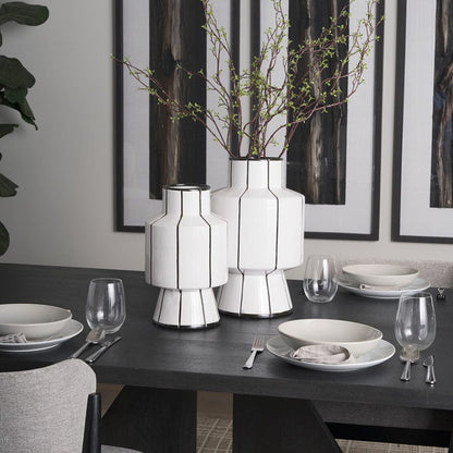 Mercana - Dinah Large White w/ Black Stripes Ceramic Vase - 70962 view 9