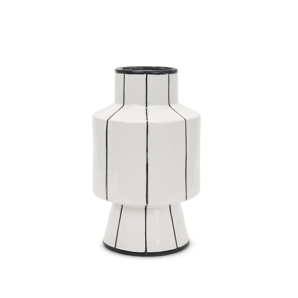 Mercana - Dinah Small White w/ Black Stripes Ceramic Vase - 70961 view 1