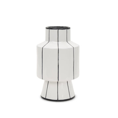 Mercana - Dinah Small White w/ Black Stripes Ceramic Vase - 70961 view 1