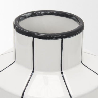 Mercana - Dinah Small White w/ Black Stripes Ceramic Vase - 70961 view 4
