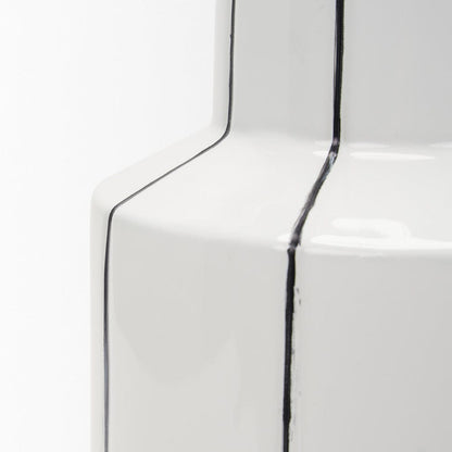 Mercana - Dinah Small White w/ Black Stripes Ceramic Vase - 70961 view 5