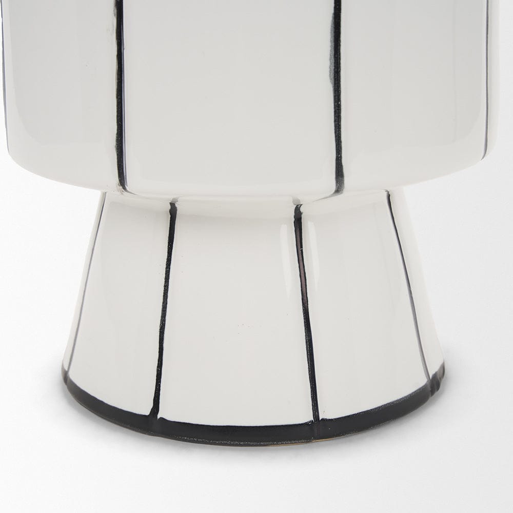 Mercana - Dinah Small White w/ Black Stripes Ceramic Vase - 70961 view 6