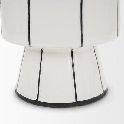 Mercana - Dinah Small White w/ Black Stripes Ceramic Vase - 70961 view 6