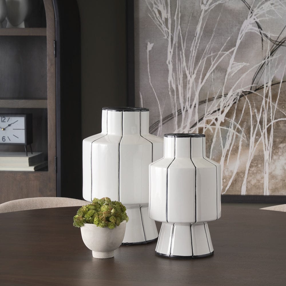 Mercana - Dinah Small White w/ Black Stripes Ceramic Vase - 70961 view 7