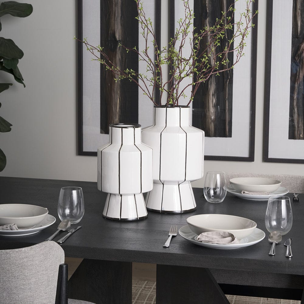 Mercana - Dinah Small White w/ Black Stripes Ceramic Vase - 70961 view 9