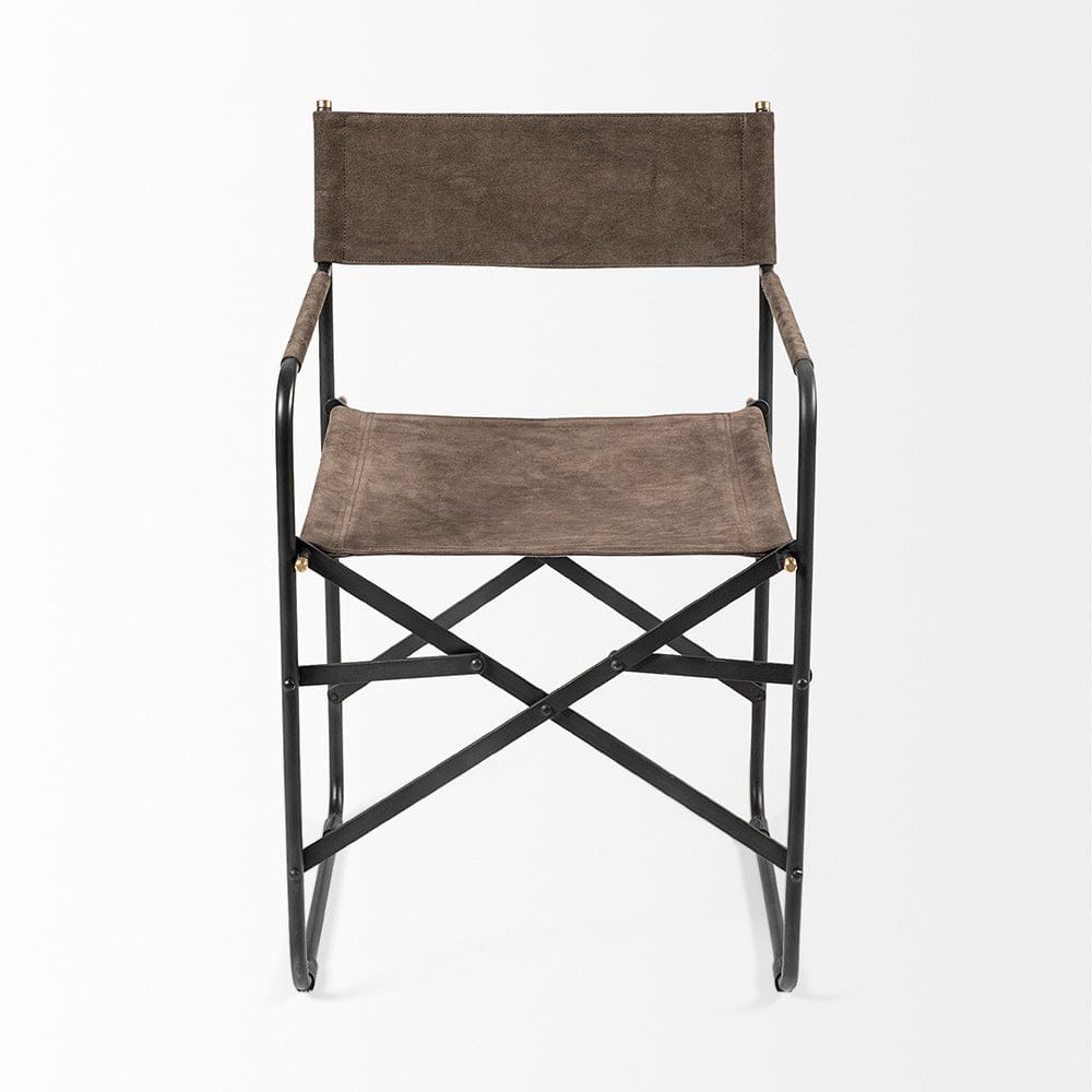 Mercana - Direttore 19.25L x 20W x 31H Brown/Gray Suede W/ Metal Frame Dining Chair - 68796_CLOSEOUT view 2