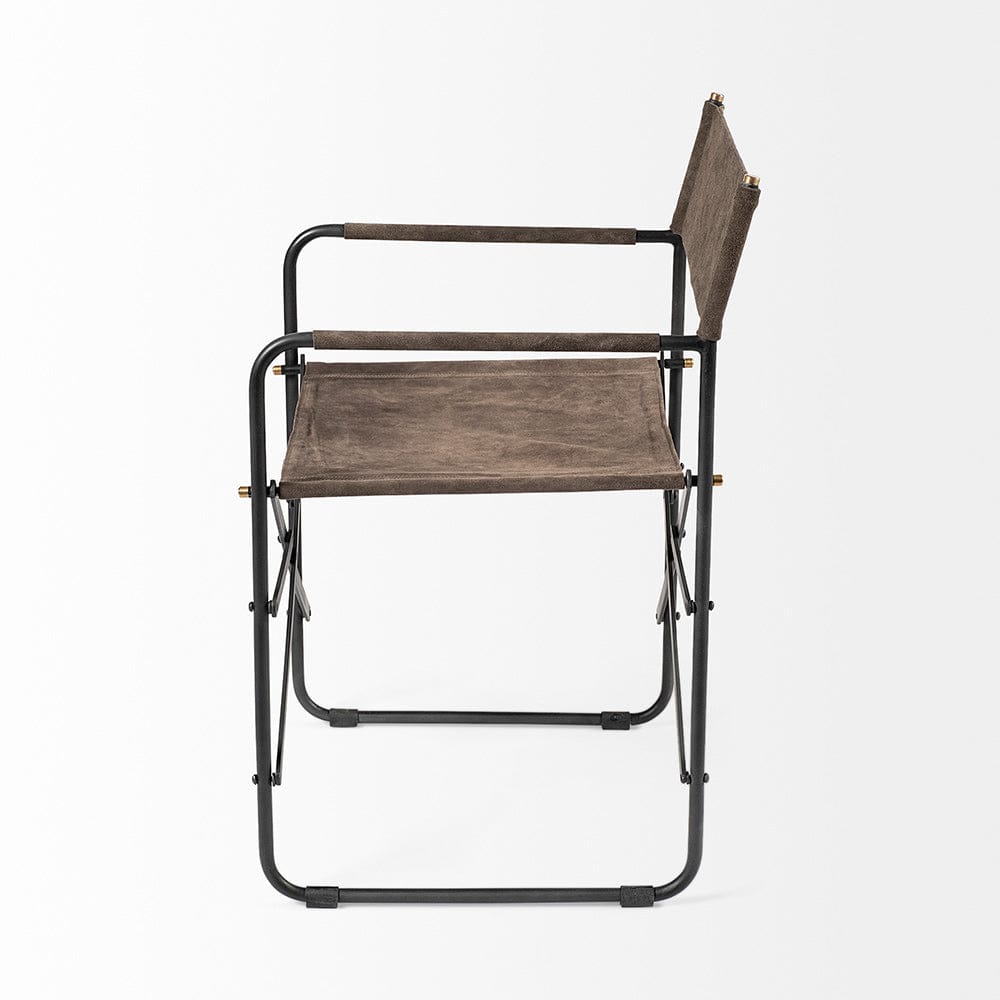 Mercana - Direttore 19.25L x 20W x 31H Brown/Gray Suede W/ Metal Frame Dining Chair - 68796_CLOSEOUT view 3