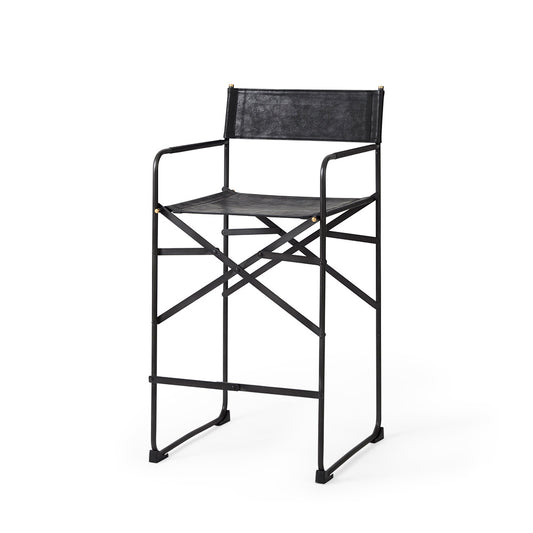 Mercana - Direttore 19.3L x 19.3W x 40.2H Black Leather W/Black Frame Counter Stool - 69631_CLOSEOUT view 1