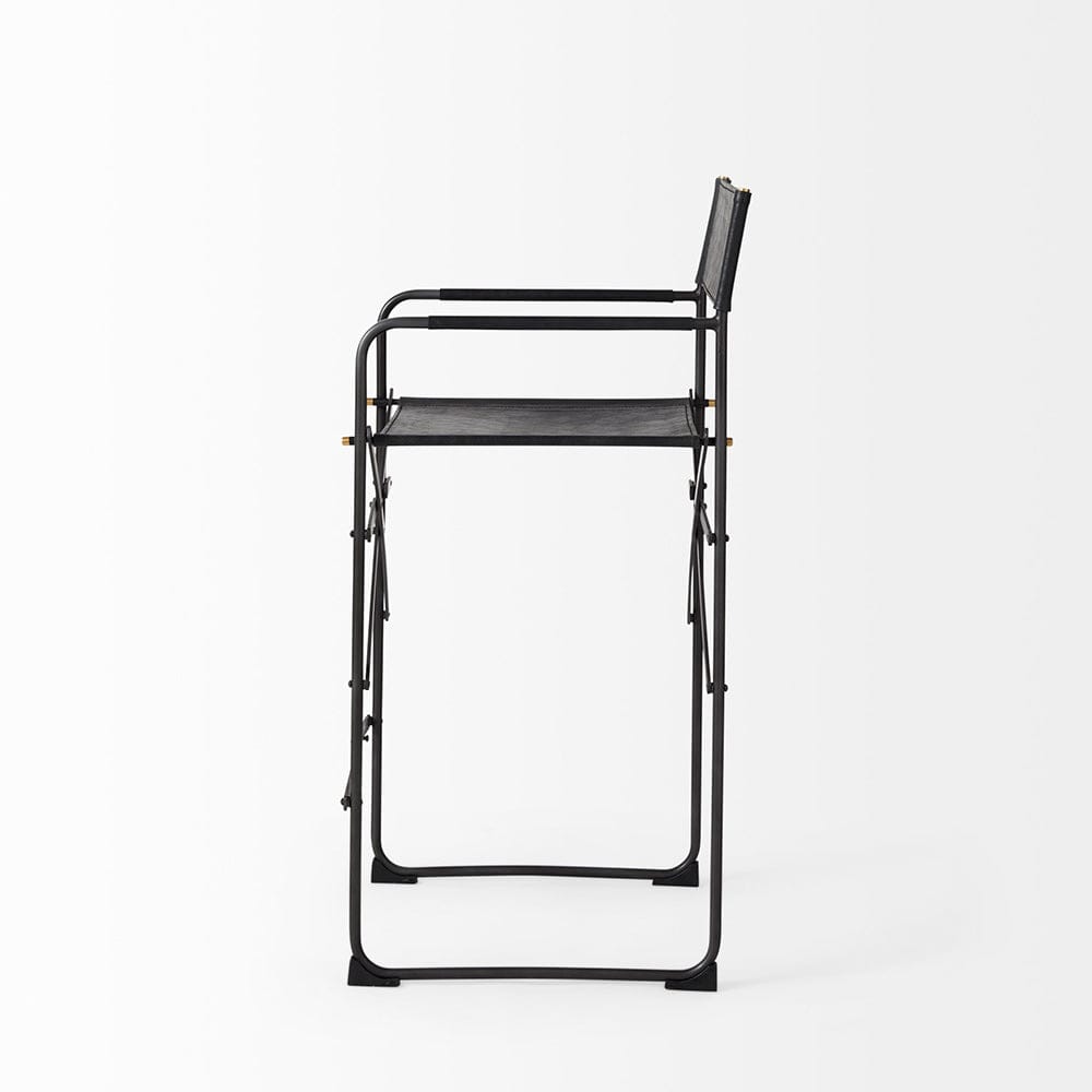 Mercana - Direttore 19.3L x 19.3W x 40.2H Black Leather W/Black Frame Counter Stool - 69631_CLOSEOUT view 3