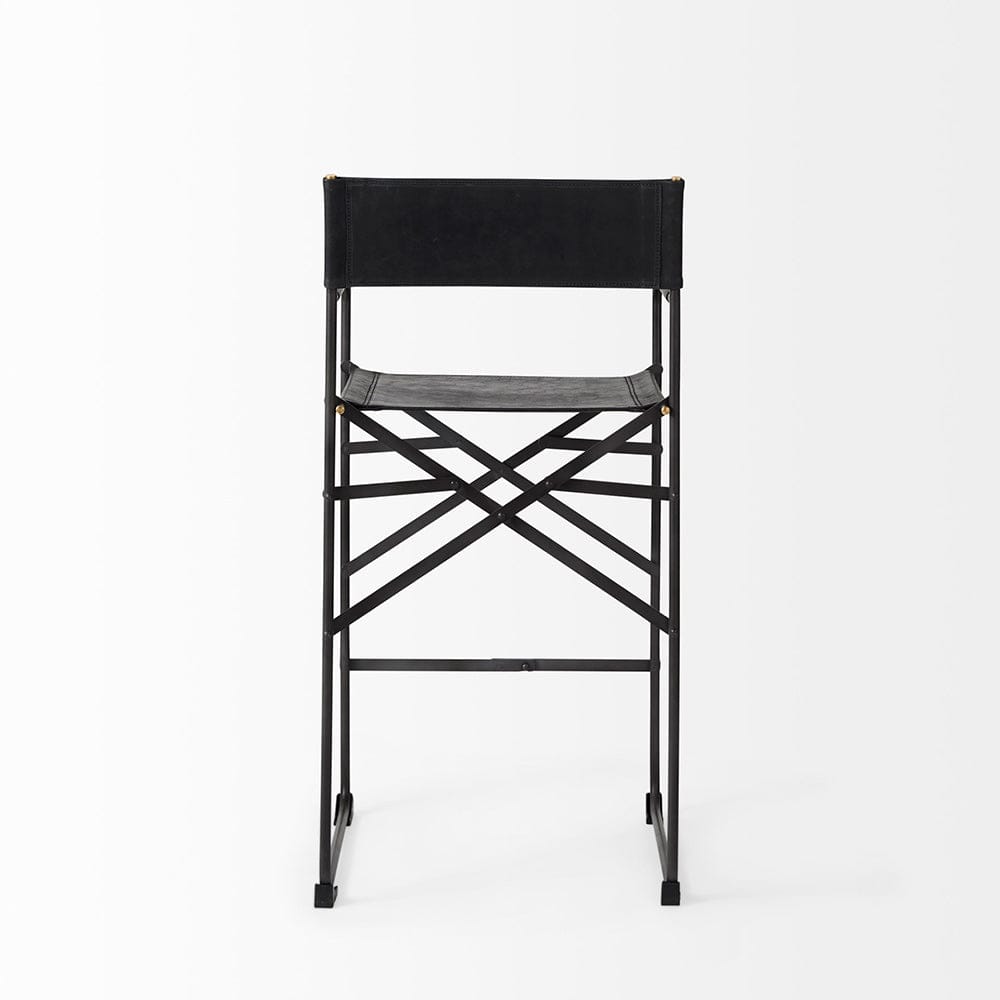 Mercana - Direttore 19.3L x 19.3W x 40.2H Black Leather W/Black Frame Counter Stool - 69631_CLOSEOUT view 4