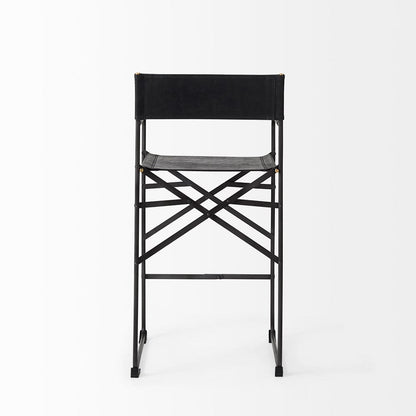 Mercana - Direttore 19.3L x 19.3W x 40.2H Black Leather W/Black Frame Counter Stool - 69631_CLOSEOUT view 4
