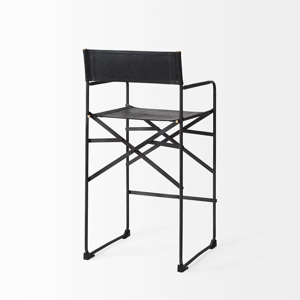 Mercana - Direttore 19.3L x 19.3W x 40.2H Black Leather W/Black Frame Counter Stool - 69631_CLOSEOUT view 5