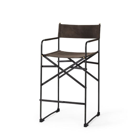Mercana - Direttore 19.3L x 19.3W x 40.2H Brown/Gray Suede W/ Metal Frame Counter Stool - 69629_CLOSEOUT view 1