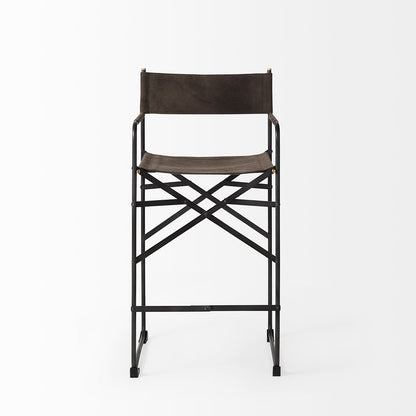 Mercana - Direttore 19.3L x 19.3W x 40.2H Brown/Gray Suede W/ Metal Frame Counter Stool - 69629_CLOSEOUT view 2