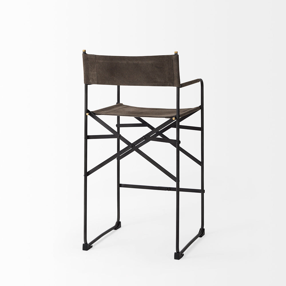 Mercana - Direttore 19.3L x 19.3W x 40.2H Brown/Gray Suede W/ Metal Frame Counter Stool - 69629_CLOSEOUT view 4