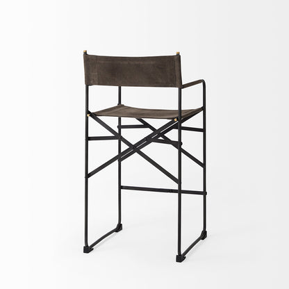 Mercana - Direttore 19.3L x 19.3W x 40.2H Brown/Gray Suede W/ Metal Frame Counter Stool - 69629_CLOSEOUT view 4