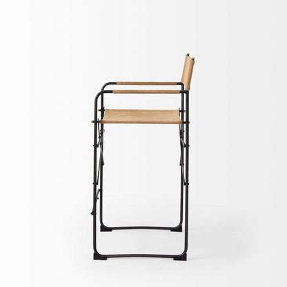 Mercana - Direttore 19.3L x 19.3W x 40.2H Brown Leather Seat W/Black Iron Frame Counter Stool - 69633_CLOSEOUT view 3