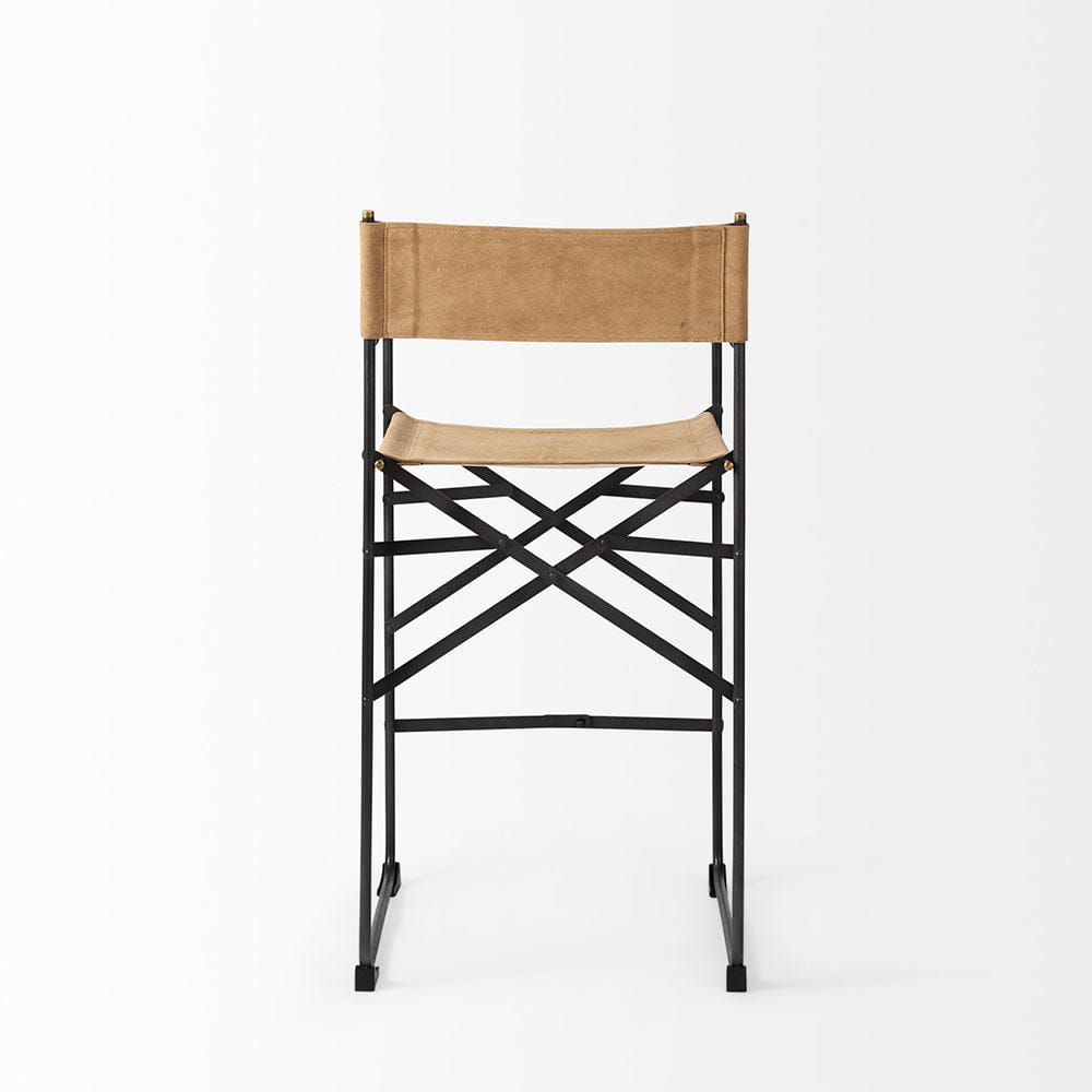 Mercana - Direttore 19.3L x 19.3W x 40.2H Brown Leather Seat W/Black Iron Frame Counter Stool - 69633_CLOSEOUT view 4