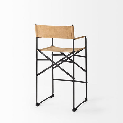 Mercana - Direttore 19.3L x 19.3W x 40.2H Brown Leather Seat W/Black Iron Frame Counter Stool - 69633_CLOSEOUT view 5